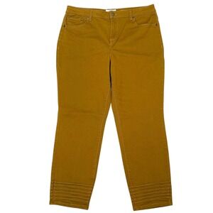 Logo by Lori Goldstein Skinny Pants Mustard Yellow Size 14 Pleated Ankle Cropped